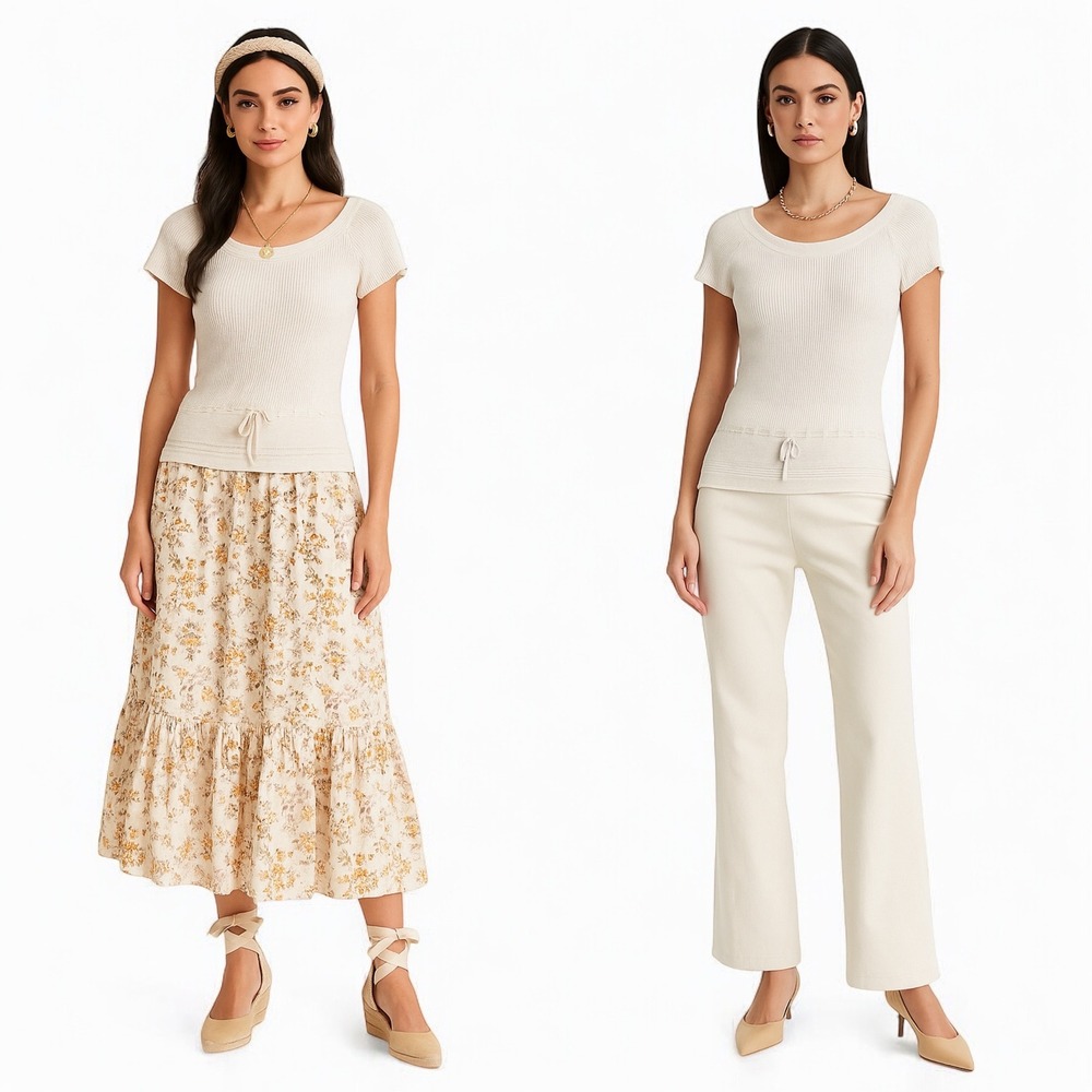 Lauren Ralph Lauren 100% Linen Knit‎ Top L White Pullover Coastal Resort Summer